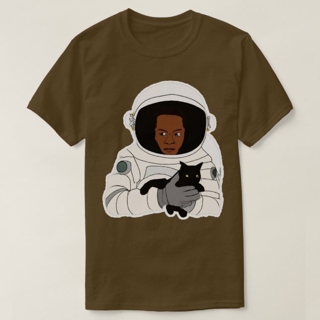 Camiseta Astronauta segurando Cat 1 (Frente do Design)