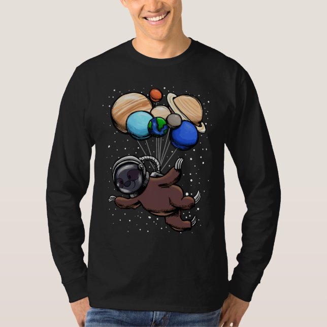 Camiseta Astronauta Sloth Space Stars Gala Bela de Animais  (Frente)