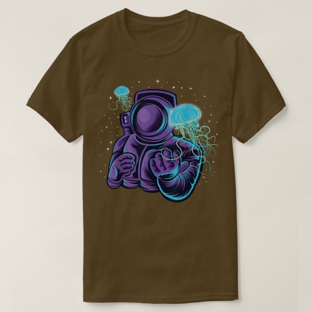 Camiseta Astronauta Sob Água Cosmonautas Espaciais Planeta  (Frente do Design)