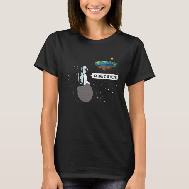 Camiseta Astronauta sobre a Terra Plana da Sociedade da Lua (Frente)