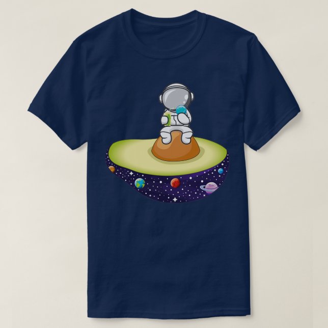 Camiseta Astronauta sobre Avocado no espaço (Frente do Design)