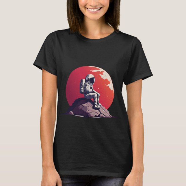 Camiseta Astronauta solitário na Camisa-Lua (Frente)