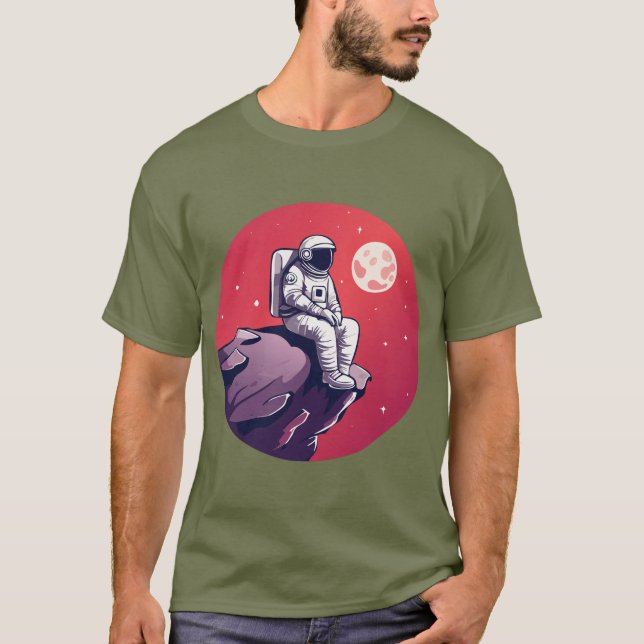Camiseta Astronauta solitário na Camisa-Lua (Frente)