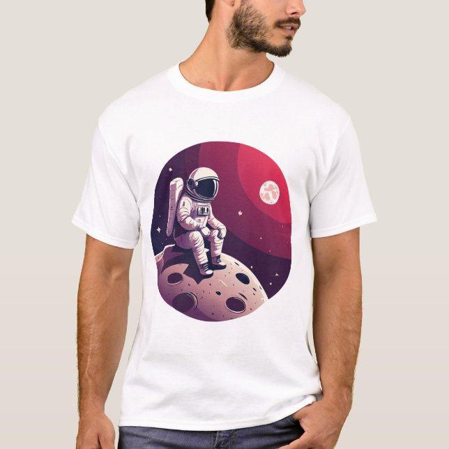 Camiseta Astronauta solitário na Camisa-Lua (Frente)