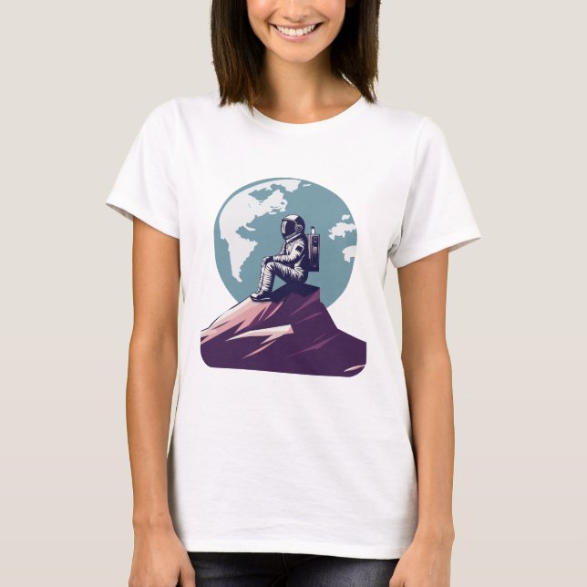 Camiseta Astronauta solitário na Camisa-Lua (Frente)