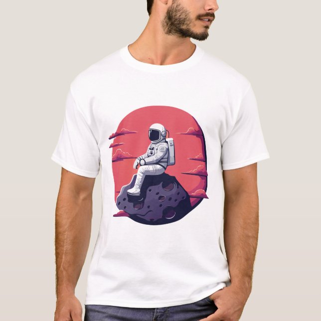 Camiseta Astronauta solitário na Camisa-Lua (Frente)