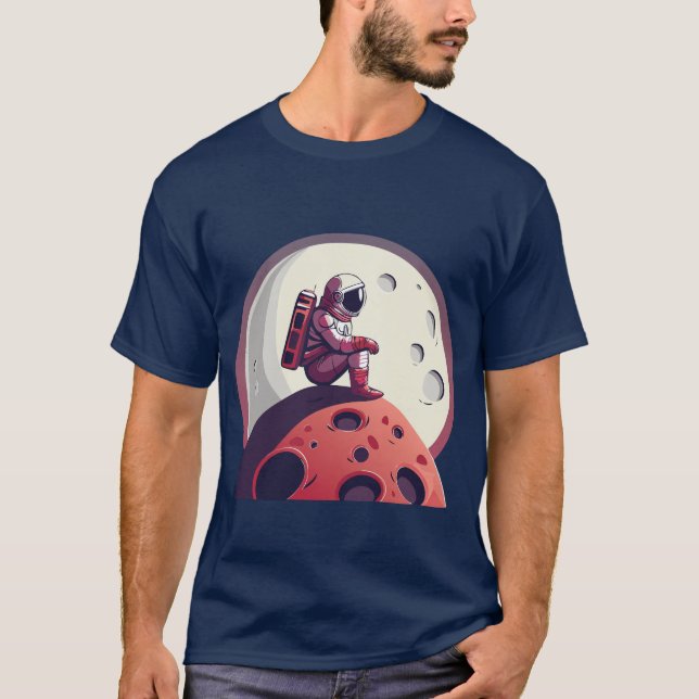 Camiseta Astronauta solitário na Camisa-Lua (Frente)