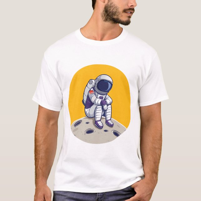 Camiseta Astronauta solitário na Camisa-Lua (Frente)