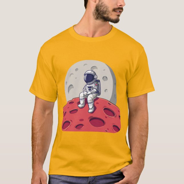 Camiseta Astronauta solitário na Camisa-Lua (Frente)