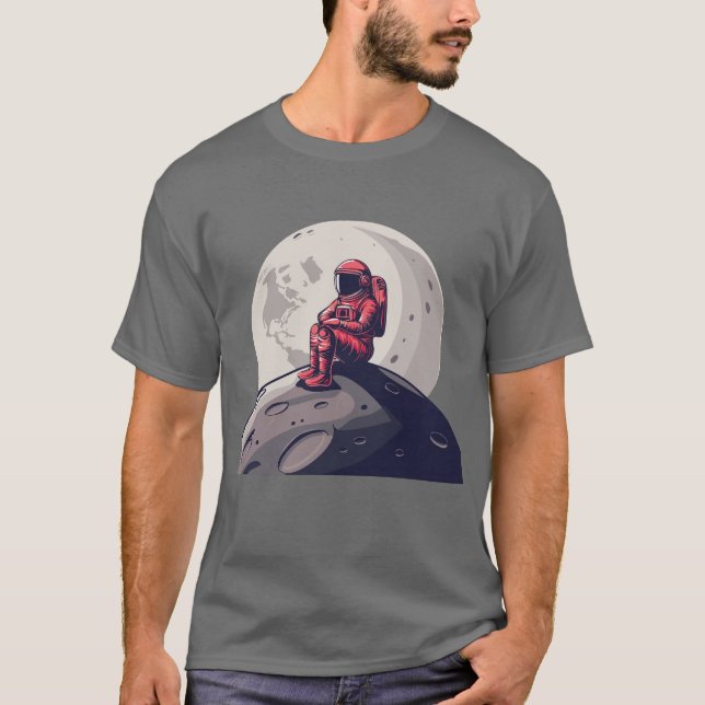 Camiseta Astronauta solitário na Camisa-Lua (Frente)