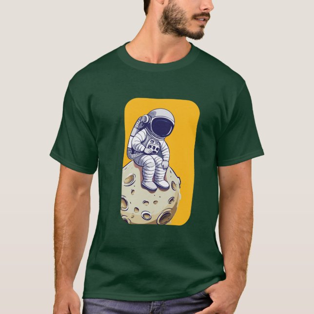 Camiseta Astronauta solitário na Camisa-Lua (Frente)