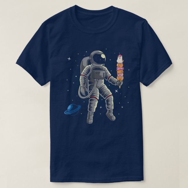 Camiseta Astronauta Sorvete Espacial Gata Planeta Espaço Dw (Frente do Design)