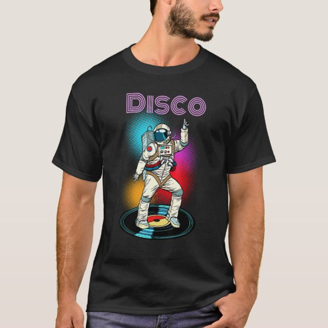 Camiseta Astronauta Space Disco Dancing Novelty Graphic Leg (Frente)