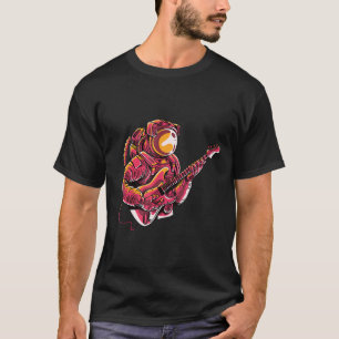 Camiseta Astronauta Tocando Guitarra Espaço Lua Viagem