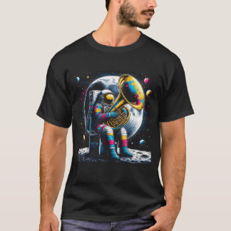Camiseta Astronauta Tocando Tuba no Espaço Jogador de Tuba