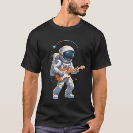 Camiseta astronauta tocando violão