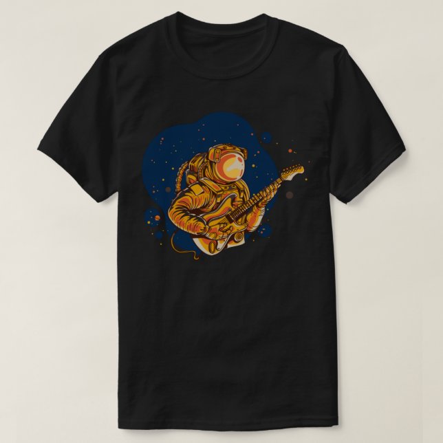 Camiseta Astronauta Tocando Violão no Espaço (Frente do Design)
