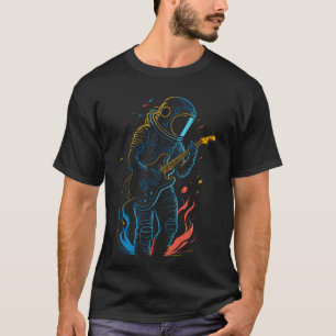 Camiseta Astronauta Tocando Violão No Espaço Para Astronomi