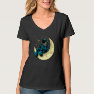 Camiseta Astronauta Tocando Violinos Na Lua Cosmonautas E