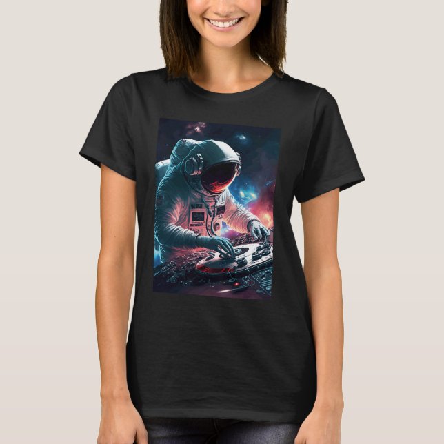 Camiseta Astronauta Turntable no Espaço Gráfico para Homens (Frente)