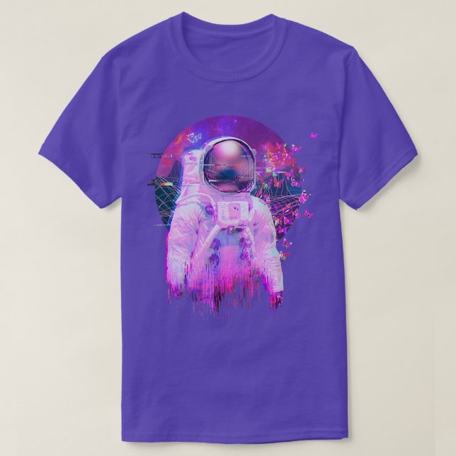 Camiseta Astronauta Vaporwave Butterfly Retrowave (Frente do Design)