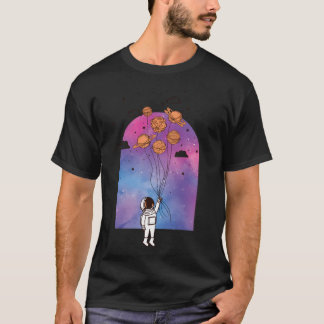 Camiseta Astronauta Viajando Com Planetas