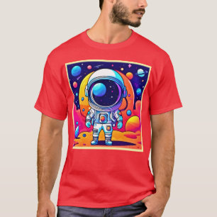Camiseta Astronauta vibrante na arte cósmica
