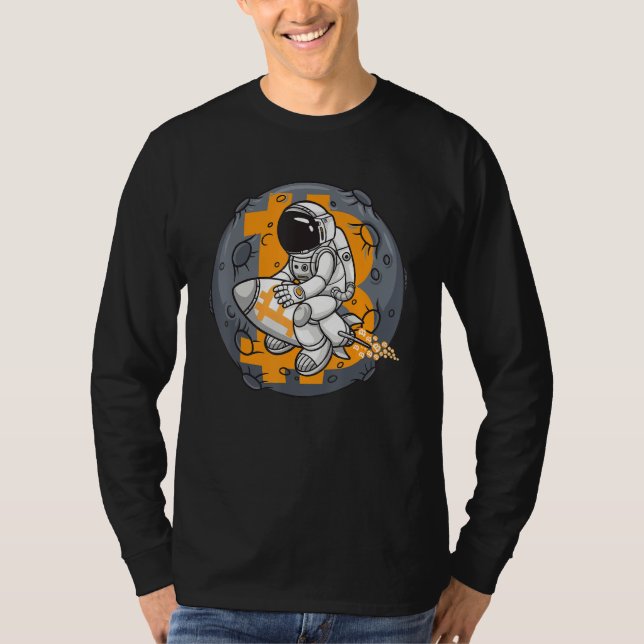 Camiseta Astronauta Voa Para A Lua Com A Btc Bitmoney R (Frente)