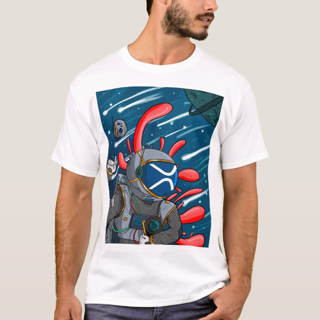 Camiseta Astronauta XRP PARA A MOON - criptomoeda XRP (Frente)