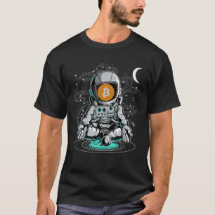 Camiseta Astronauta Yoga Bitmoney BTC À Lua Crypto Toke