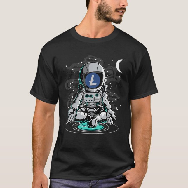 Camiseta Astronauta Yoga Litecoin Moin LTC Coin To The Moon (Frente)