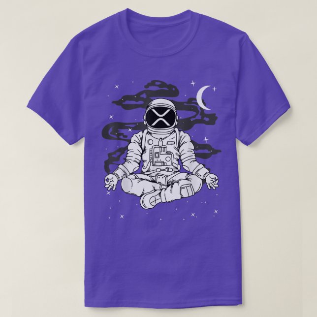 Camiseta Astronauta Yoga Passa A Moeda XRP Para A Cripto Da (Frente do Design)