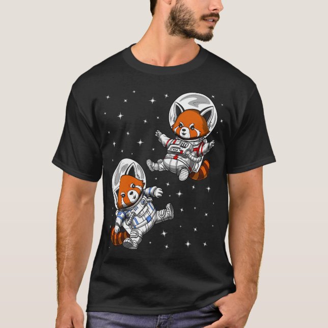 Camiseta Astronautas de Urso Panda Vermelho (Frente)