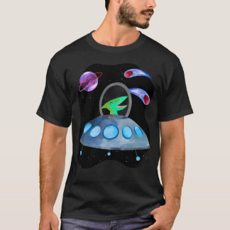 Camiseta Astronautas do Dinossauro Espacial Cor de Água Púr