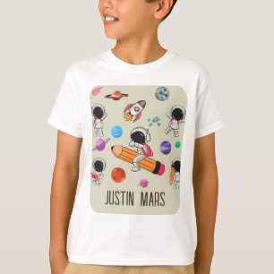 Camiseta Astronautas e Planetas Personalizados de Volta às