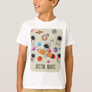 Camiseta Astronautas e Planetas Personalizados de Volta às