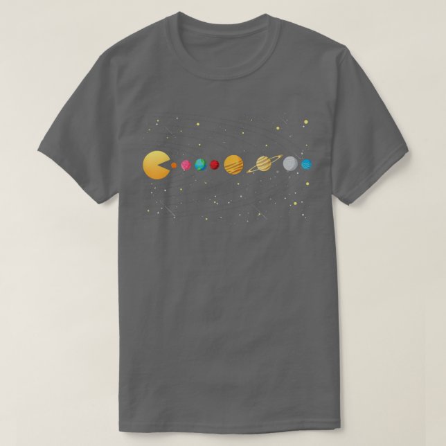 Camiseta Astronautas Engraçados do Sistema Solar Videos gam (Frente do Design)