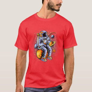 Camiseta Astronautas Engraçados Pescarando Estrelas No Espa