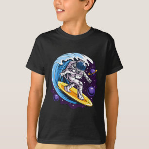 Camiseta Astronautas Sobem Em Uma Prancha De Surfe No Espaç