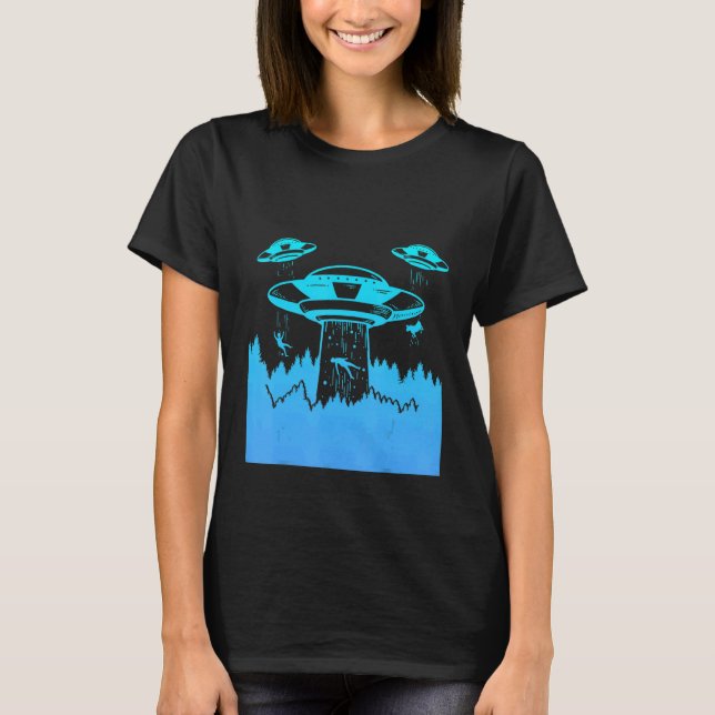 Camiseta Astronautas voadores de UFO de Saucer são Aliens (Frente)