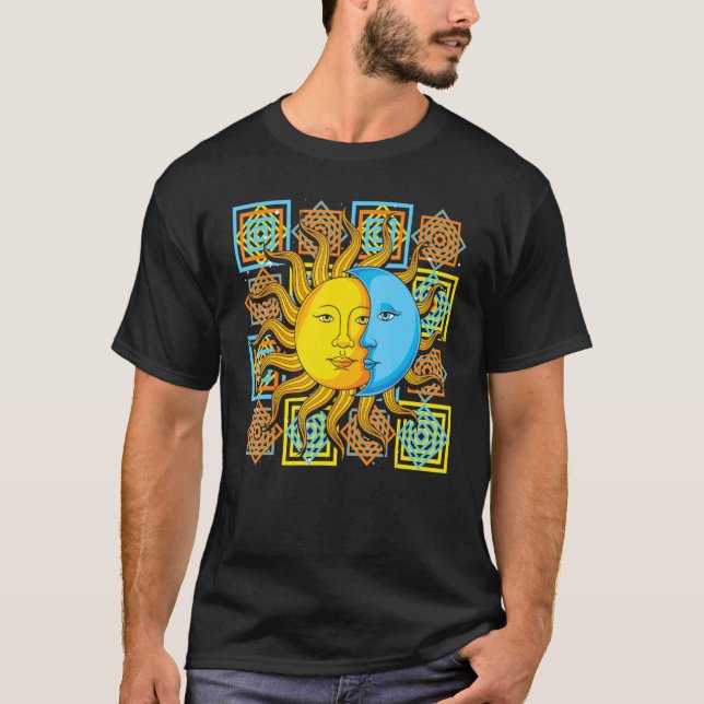 Camiseta Astronomia Corpos Celestiais Crescente Sol-Lua Ast (Frente)