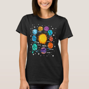 Camiseta Astronomia Crianças Planetas do Sistema Solar Sol 