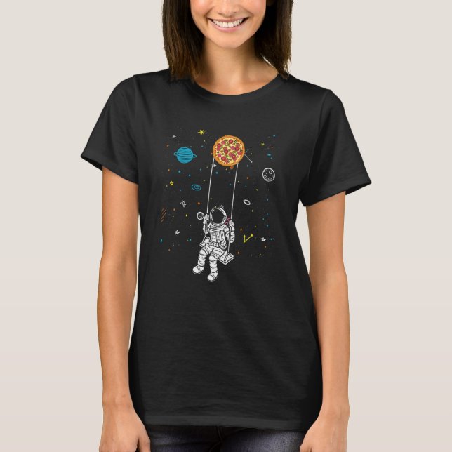 Camiseta Astronomia do Sistema Solar de Comida Rápida Pizza (Frente)