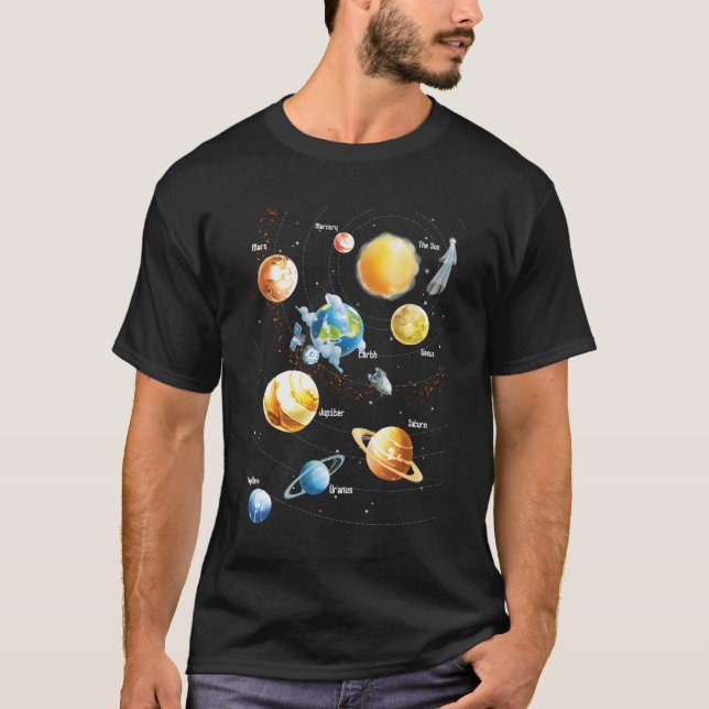 Camiseta Astronomia Espacial Solar E Planetas Presentes Par (Frente)