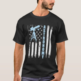 Camiseta Astronomia EUA Bandeira Americana Telescópio 4 De