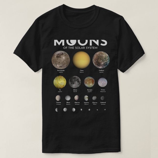 Camiseta Astronomia Lover Moons Astronomia do Sistema Solar (Frente do Design)