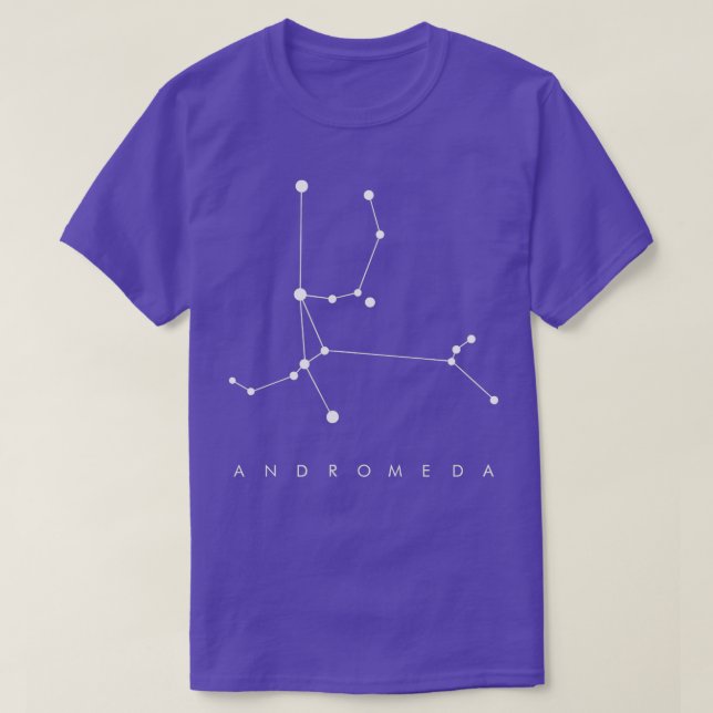 Camiseta Astronomia mínima da constelação de Andrômeda e Es (Frente do Design)