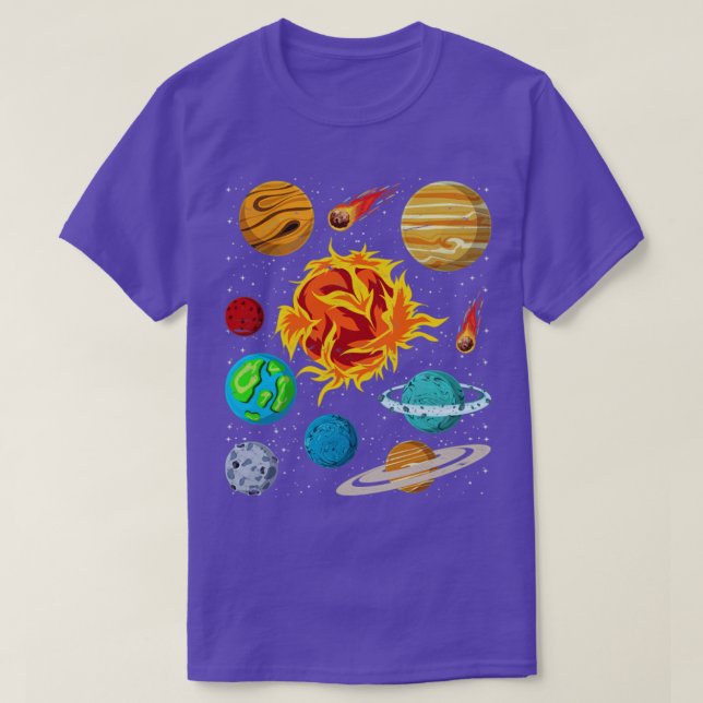 Camiseta Astronomia Planetas de Galáxia Astronauta Espacial (Frente do Design)