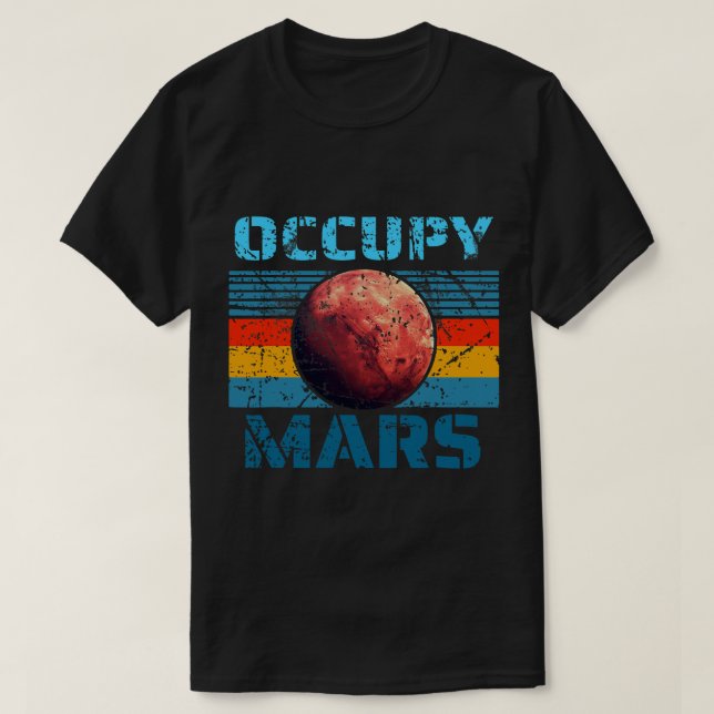 Camiseta Astronomia Sobre Marte Ocupa Espaço AstronômicoExp (Frente do Design)