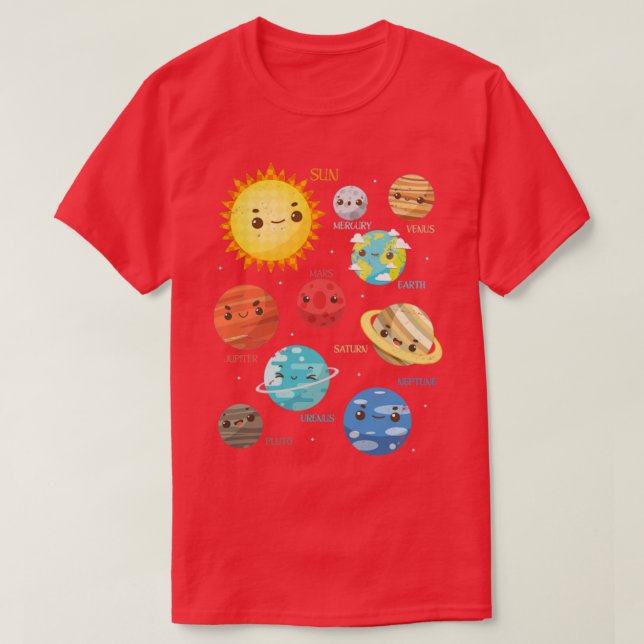 Camiseta Astronomia Solar System Sun Planet (Frente do Design)